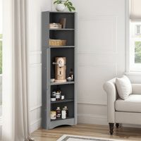 Meuble de salle de bain d'angle 36,5×36,5×155 cm, placard avec 2 compartiments de rangement – Compartiment ouvert et étagère réglable