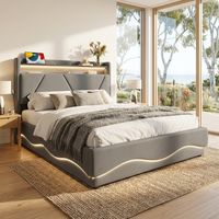 Audreamy Vivi Ottoman Bed Frame Grey Velvet Double 158 × 221 cm