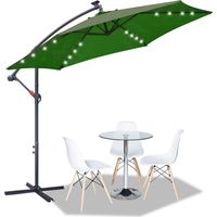 Jiubiaz Sonnenschirm 3.5m Grün mit LED – Natürlicher Gartenschirm für Abende im Grünen