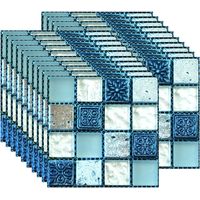 20 Stück Fliesenaufkleber, selbstklebende Aufkleber, Tapeten, hitzebeständig, wasserfest, für Rückwand, für Küche, Badezimmer, Mosaik-Stick, Blau (10 x 10 cm/4 x 4 Zoll)