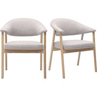 Chaises en tissu effet velours texturé beige et bois clair (lot de 2) GIULIA