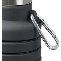 Gourde enfant Max 510 ml en silicone alimentaire, mousqueton en métal, pliable, idéale pour l'école et les voyages (noire).