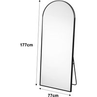 Miroir en Pied Grand, 164x54 cm, Grand Miroir de Sol Pleine Longueur, , Suspendu, pour Chambre Salon Entree, Forme Courbée, Doré