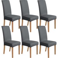 Lot de 6 Housses extensibles pour chaises de salle à manger, 48x48x70centimètres, gris foncé
