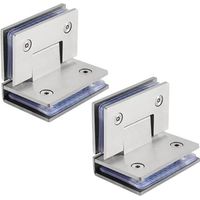 rahmenlose Glastürscharniere, 90°-Badezimmerclips, gebürsteter Edelstahl, L-förmiges Duschscharnier, 50 kg Tragkraft pro Paar, für 8–12 mm dickes Sicherheitsglas