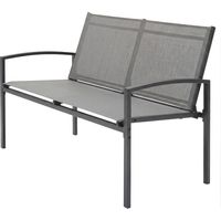 Panca da giardino in metallo 2 posti, tessuto traspirante grigio, 120x45x85cm