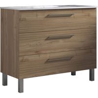 Meuble de salle de bain 100cm STAY THREE CLASSIC bois clair - Vasque en céramique