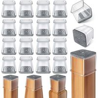 Lot de 24 protège-pieds de chaise carrés en feutre de silicone pour planchers de bois franc (tailles : 1-1/16 pouces à 1-5/8 pouces).