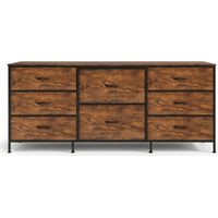 8-Drawer Fabric Dresser with Metal Frame & Wood Top, TV Stand Storage for Bedroom/Living Room, Brown