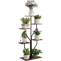 Todeco – Porte plantes intérieur 6 niveaux – Support en métal pour 7 pots – Dimensions 103x50x30 cm – Idéal pour salon, balcon, jardin
