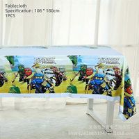 Assiettes en carton Ninjago, gobelets en carton, essuie-tout, boîtes de Rice Krispies, nappe de fond, nappe de fond avec fanions, anniversaire Ninjago