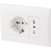 PLACCA C/SUPP PRESA BIPAS+PRESA BIPAS SCHUKO BCO- 1,0 pz