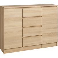 Kommode 4 Schubladen, 2 Schränke, 120cm, sonoma Sideboard Bella