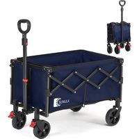 SUNULA Chariot pliable compact pour courses – 80 L – charge 100 kg – Bleu