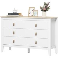 Cómoda 6 cajones tiradores PU cajonera dormitorio salón pasillo 120x40x78 cm Blanco