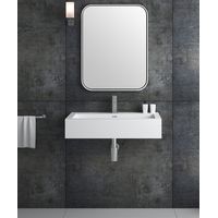 Lavabo rettangolare sospeso in resina minerale Bianco opaco - Zongo