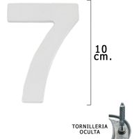 Metallzahl "7" Silber Matt 10 cm. mit versteckten Schrauben (Blister 1 Stück)