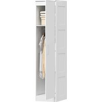 Armoire multifonctionnelle blanche 40x52x180 cm avec tringle, étagère et porte à fermeture amortie
