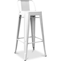 Privatefloor – Tabouret de bar avec dossier 76 cm – Structure 100% métal – Design industriel pour cuisines et bars – Confort ergonomique
