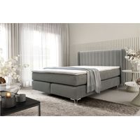 Boxspringbett Schlafzimmerbett AGNUS 200x200cm in Stoff Salvador Dunkelgrau