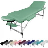 Table de massage pliante 3 zones en aluminium + Accessoires et housse de transport - Vert pastel - Vivezen