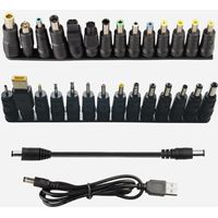28 Pièces Adaptateur d'alimentation DC 5,5 x 2,1 mm Connecteur Universel CC Plugs Femelle à Mâle Adaptateur, Barrel Jack Connecteur, avec 1 Pièce Câble DC à DC 20CM et 1 Pièce USB à DC 1M