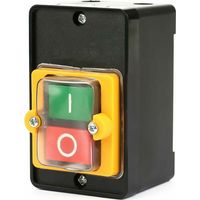 Push Button Switch, AC220V/380V 10A Single Phase/Three Phase Waterproof Power Control Button Switch, On/Off Control Button with Shell, Machine Tool Switch