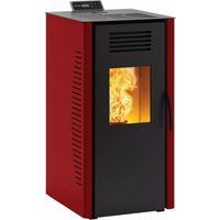 stufa a pellet ventilata "burano plus" rosso 8 kw con wi-fi e bluetooth