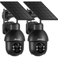 Anran – Caméra de surveillance extérieure 3MP sans fil solaire – Vision nocturne colorée 30m – Détection de mouvement PIR – Audio bidirectionnel - Noir-2pcs