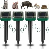 Répulsif ultrasonique solaire pour rongeurs et serpents, lot de 4, étanche IP65 pour extérieur
