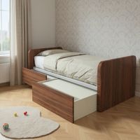 Letto singolo con cassetti 80x190 per cameretta - Design personalizzabile - Noce canaletto