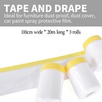 Film de masquage pré-appliqué, film plastique de protection pour peinture automobile, électroménager et meubles, 1.1 m x 20 m, 3 rouleaux