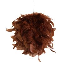 Boule de Plumes Chocolat à suspendre D 12 cm - couleur: Chocolat