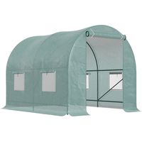 Outsunny – Serre tunnel 5 m² – Bâche polyéthylène haute densité 140 g/m² – 4 fenêtres avec moustiquaires – Châssis acier 2,5x2x2m – Vert