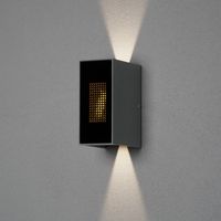 Konstsmide Cremona Applique d'extérieur moderne Up Down gris foncé Dig. Flamme, 2x 3W LED Incl. À distance, IP54