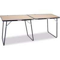 EREDU mesa plegable 160x60 cm tubo azul beige 878ddc , Mesa plegable 160x60 cm tubo azul y tablero beige 878DDCMesa de camping con estructura metálica y doble tablero de superf