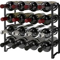 Portabottiglie metallo 4 livelli impilabile 16 bottiglie nero 42.5x16.5x41 cm