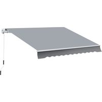 Toldo Manual Retráctil 4x2,5 cm Toldo para Balcón con Manivela Anti-UV Marco de Aluminio para Jardín Ventanas Gris
