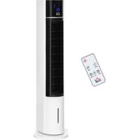 Ventilateur rafraîchisseur d'air par évaporation avec 3 modes et 3 vitesses. Minuterie, oscillation et télécommande. Blanc.