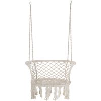 Amaca da giardino stile Boho Chic sedia sospesa poliestere macramè interno esterno crema 80x60x36cm