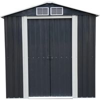 Casetta da Giardino in Acciaio Zincato 195x131 cm Doppia Porta Box