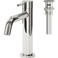 EVERSTEIN Wasserhahn Bad Chrom Waschtischarmatur Waschbecken: mit Pop-Up Ablaufgarnitur Ventil Armaturen Messing Einhebelmischer Armatur Badezimmer Waschtischarmaturen Waschbeckenarmatur Misch
