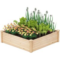 Wood raised garden bed open bottom 102x102x30 cm