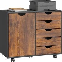 Multi-Storage Mobile Office Storage Cabinet - Rustic Brown