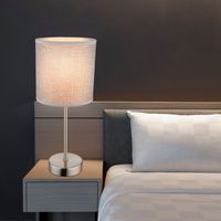 Lampada da tavolo paralume grigio Lampada da comodino alta 35 cm Lampada da tavolo argento moderna, tessuto, 1x E14, DxH 15x35 cm