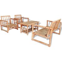 Salon de jardin 4 pcs Mobilier de jardin avec coussins Bambou