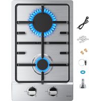 Plaque de cuisson gaz 2 feux encastrable – 2 brûleurs 2.7KW – Sécurité thermocouple – Gaz naturel/propane – Dimensions 51.5x31cm