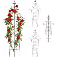 Vintage Metal Garden Trellis, Fleur-de-Lis Top, Compact