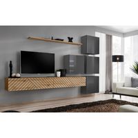 Ensemble de 7 meubles muraux "Switch IX " pour TV en bois - Beige et Gris - L 310 x H 200 x P 40 cm - Livraison gratuite