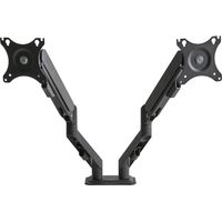 Brazo giratorio para monitor doble para 2 pantallas con fijación a escritorio y rotación de pantalla negro Marm